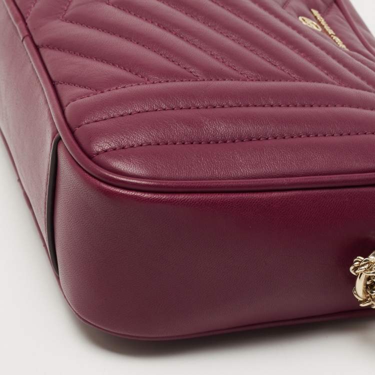 Pre Owned Michael Kors Burgundy Leather Jet Set Camera Crossbody Bag