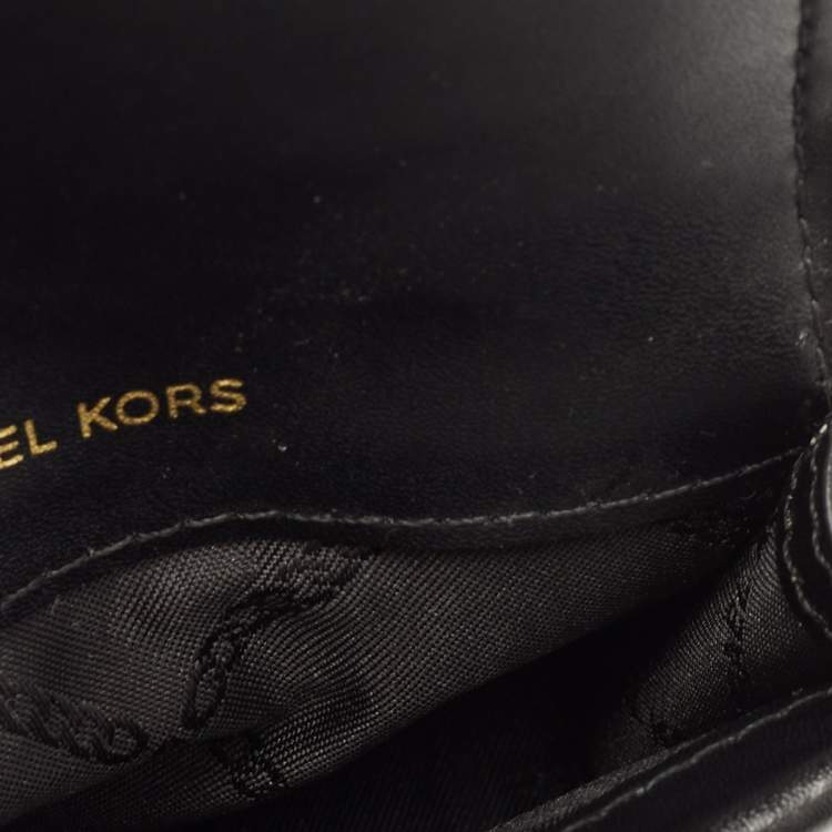 Pre Owned Michael Kors Black/Grey Signature Coated Canvas and Leather Card Case