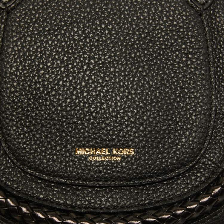 Pre Owned Michael Kors Collection Black Leather Saddle Crossbody Bag