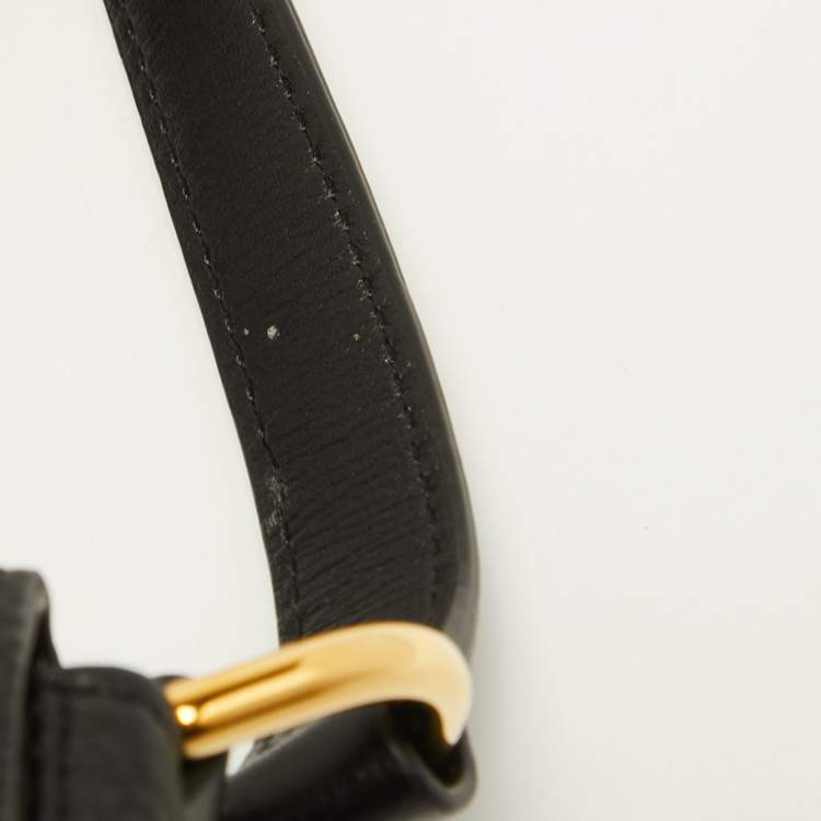 Pre Owned Michael Kors Collection Black Leather Saddle Crossbody Bag