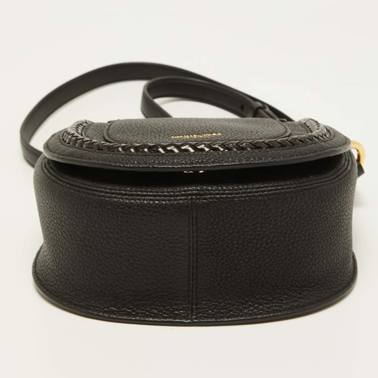 Pre Owned Michael Kors Collection Black Leather Saddle Crossbody Bag