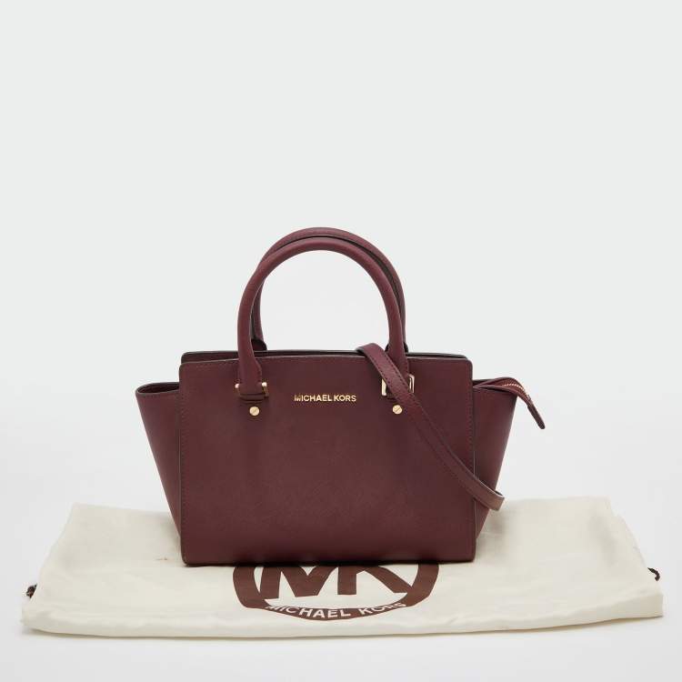 Pre Owned MICHAEL Michael Kors Burgundy Leather Medium Selma Satchel