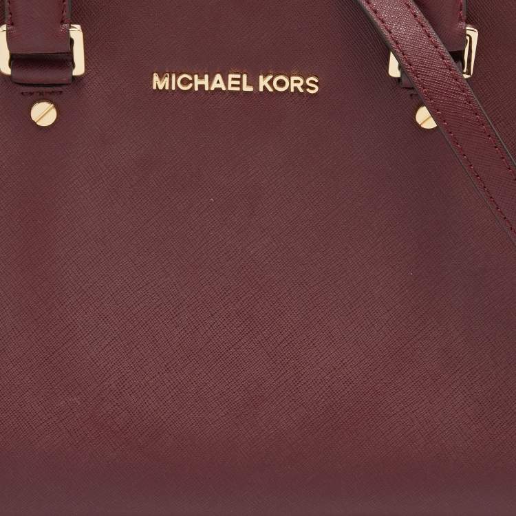 Pre Owned MICHAEL Michael Kors Burgundy Leather Medium Selma Satchel