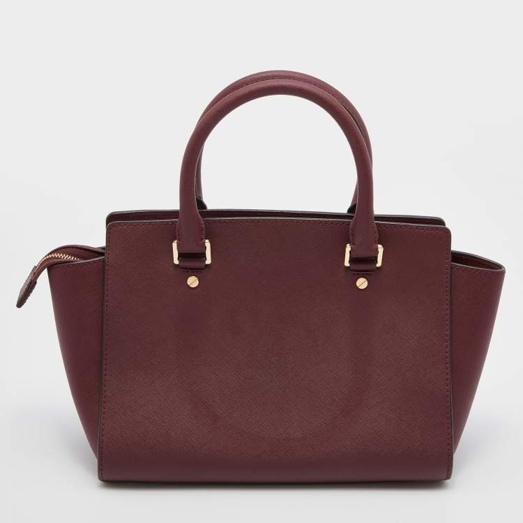 Pre Owned MICHAEL Michael Kors Burgundy Leather Medium Selma Satchel
