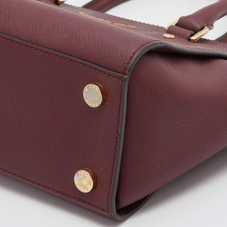 Pre Owned MICHAEL Michael Kors Burgundy Leather Medium Selma Satchel