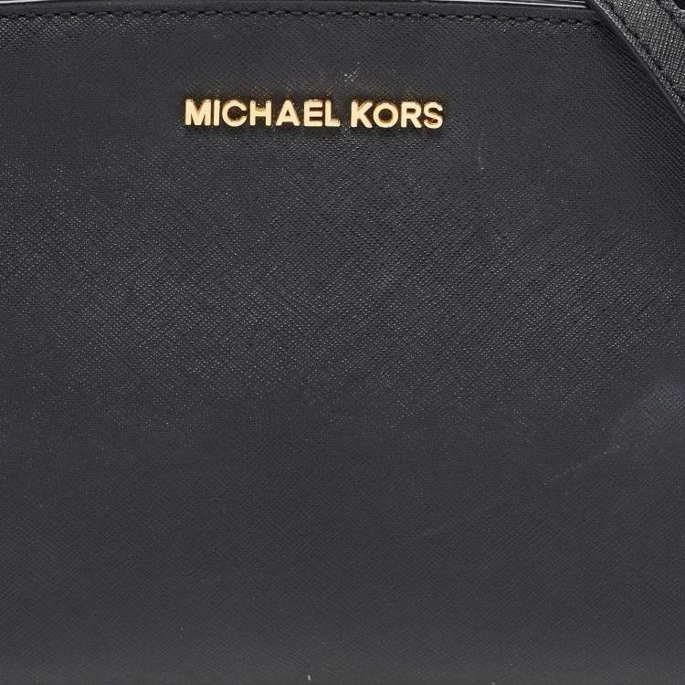 Pre Owned MICHAEL Michael Kors Black Leather Medium Selma Crossbody Bag