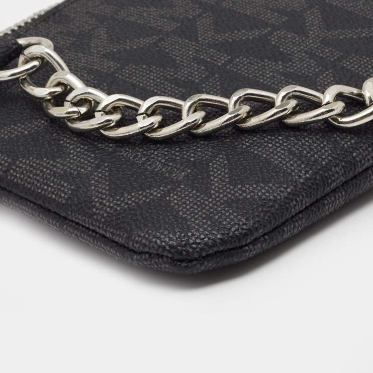 Pre Owned Michael Kors Black Signature Coated Canvas Chain Fanny Belt Bag