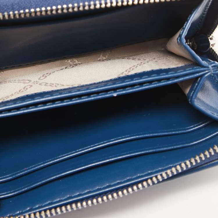 Michael Kors Blue Leather Bedford Continental Wallet Michael Kors