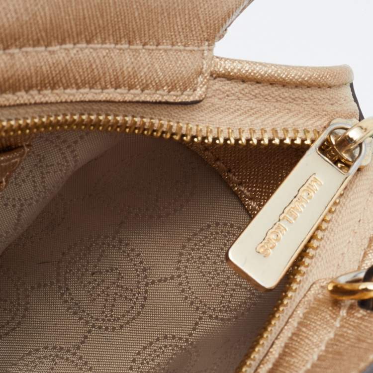 Pre Owned Michael Kors Gold Leather Mini Selma Crossbody Bag