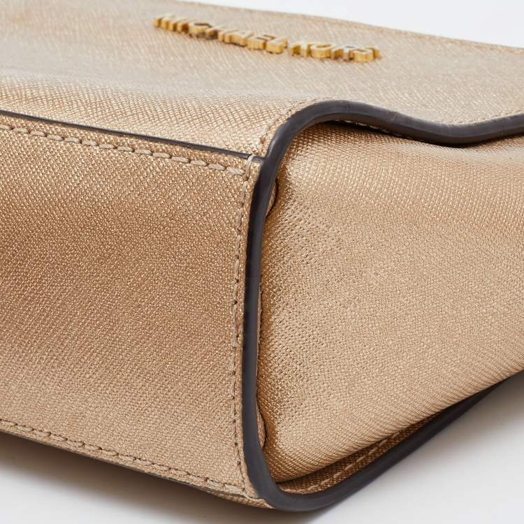 Pre Owned Michael Kors Gold Leather Mini Selma Crossbody Bag