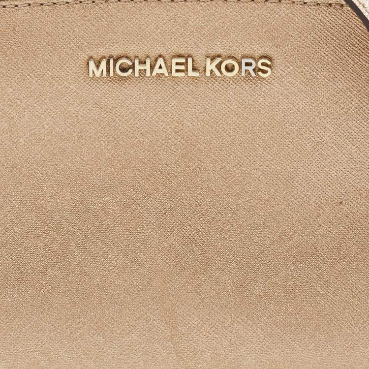 Pre Owned Michael Kors Gold Leather Mini Selma Crossbody Bag