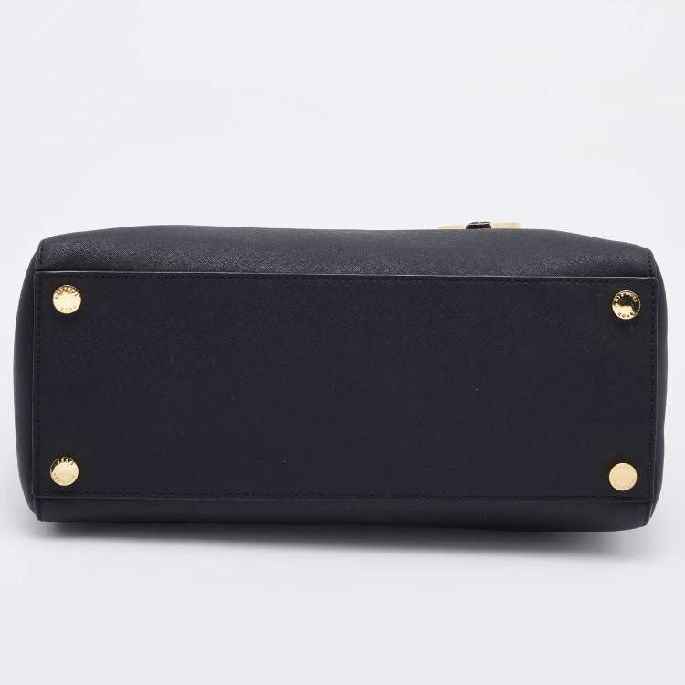 Pre Owned MICHAEL Micheal Kors Black Leather Cindy Dome Satchel