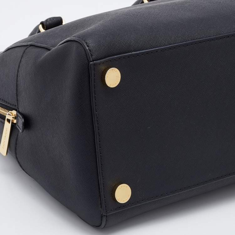 Pre Owned MICHAEL Micheal Kors Black Leather Cindy Dome Satchel