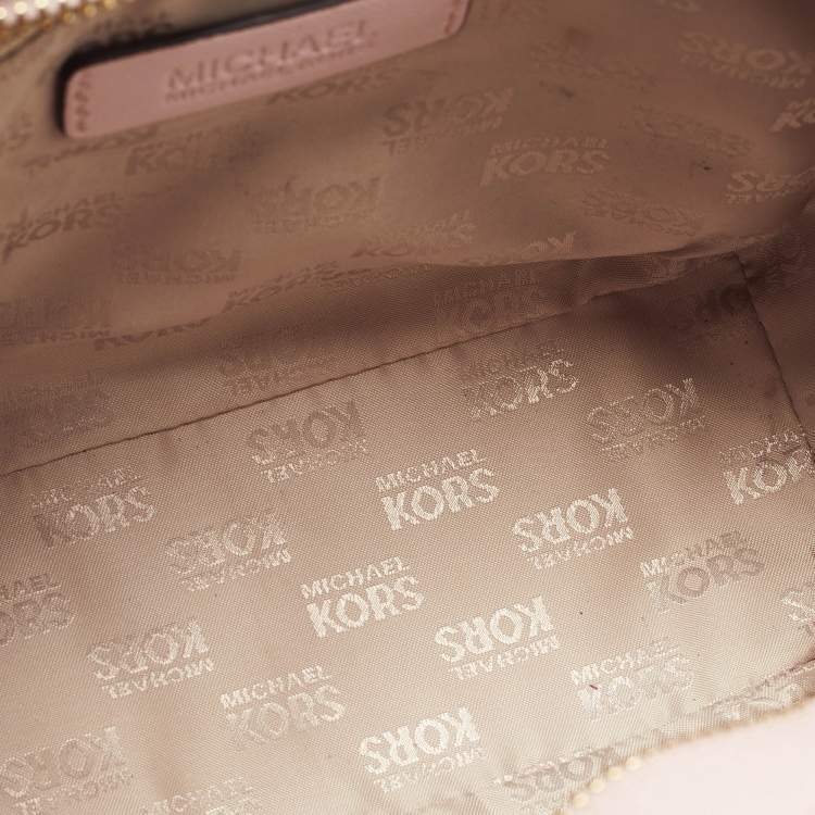 Pre Owned Michael Kors Pink Leather Sandrine Studded Tote