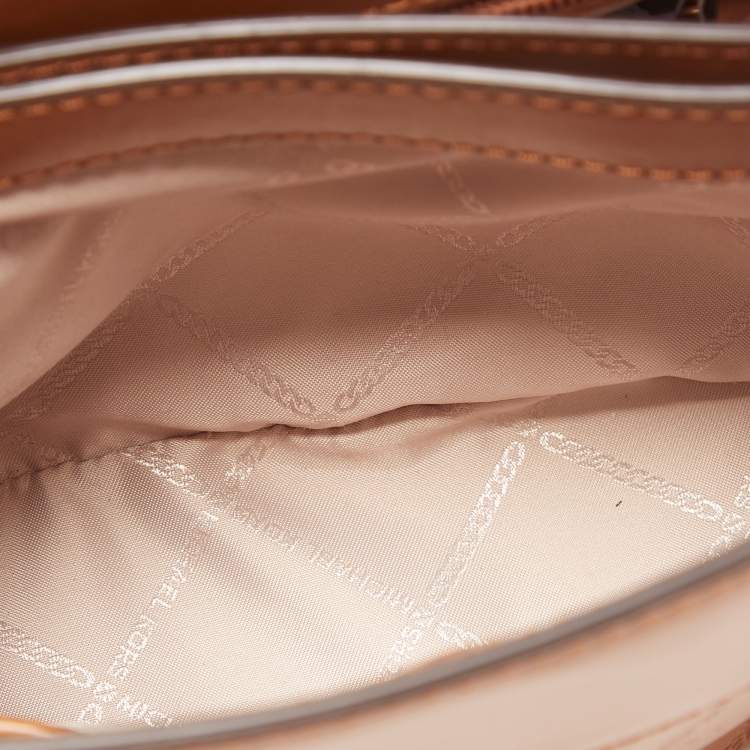 Pre Owned Michael Kors Brown Quilted Leather Medium Gramercy Top Handle Bag