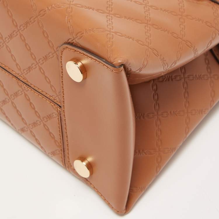 Pre Owned Michael Kors Brown Quilted Leather Medium Gramercy Top Handle Bag