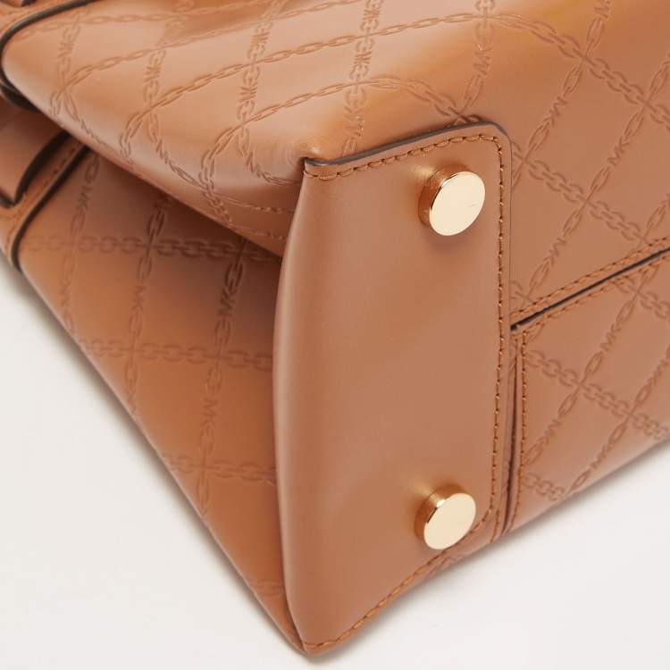 Pre Owned Michael Kors Brown Quilted Leather Medium Gramercy Top Handle Bag