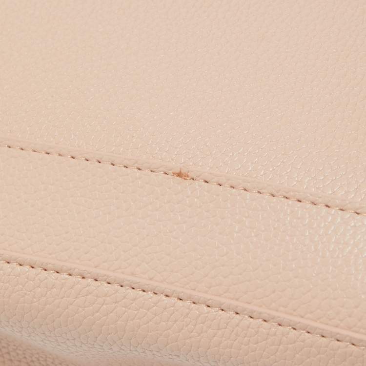 Pre Owned Michael Kors Light Pink Leather Logo Handle Tote 