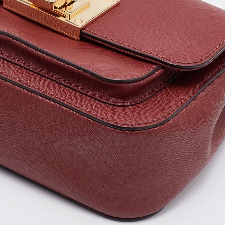 Pre Owned MICHAEL Michael Kors Brick Leather Small Tina Shoulder Bag