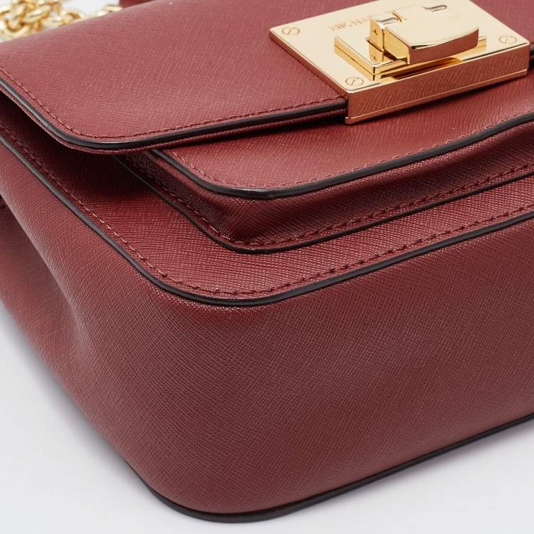 Pre Owned MICHAEL Michael Kors Brick Leather Small Tina Shoulder Bag