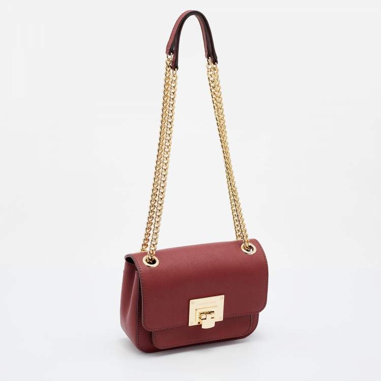 Pre Owned MICHAEL Michael Kors Brick Leather Small Tina Shoulder Bag