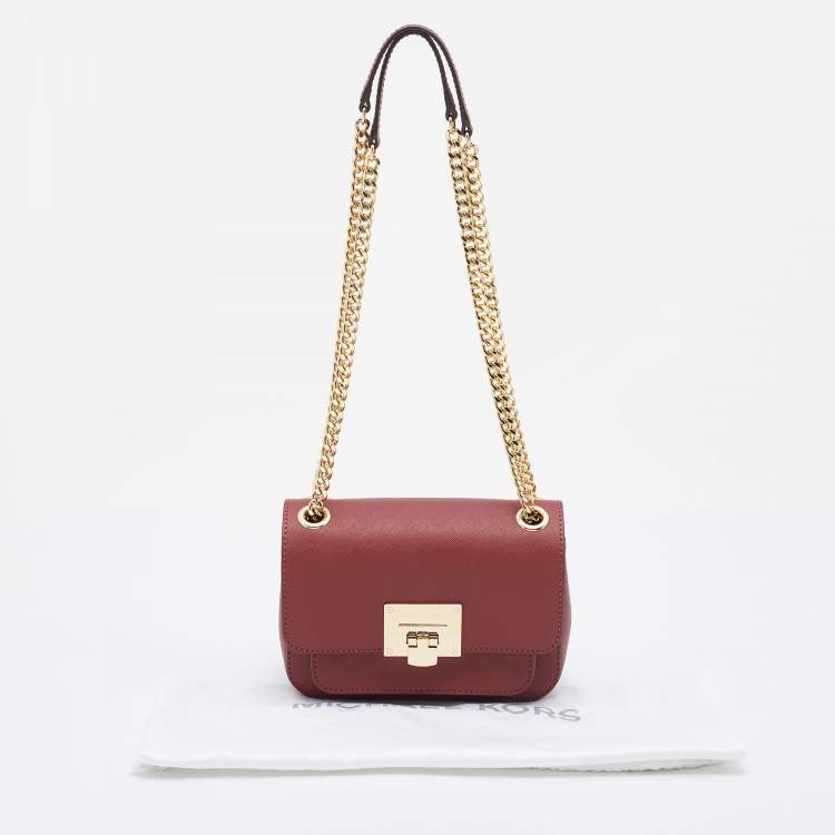 Pre Owned MICHAEL Michael Kors Brick Leather Small Tina Shoulder Bag