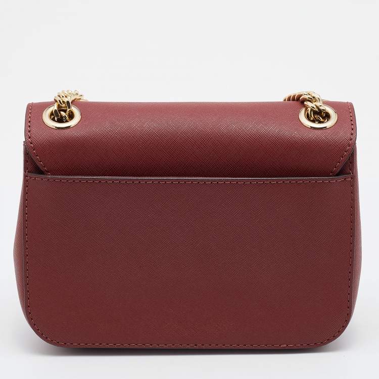 Pre Owned MICHAEL Michael Kors Brick Leather Small Tina Shoulder Bag