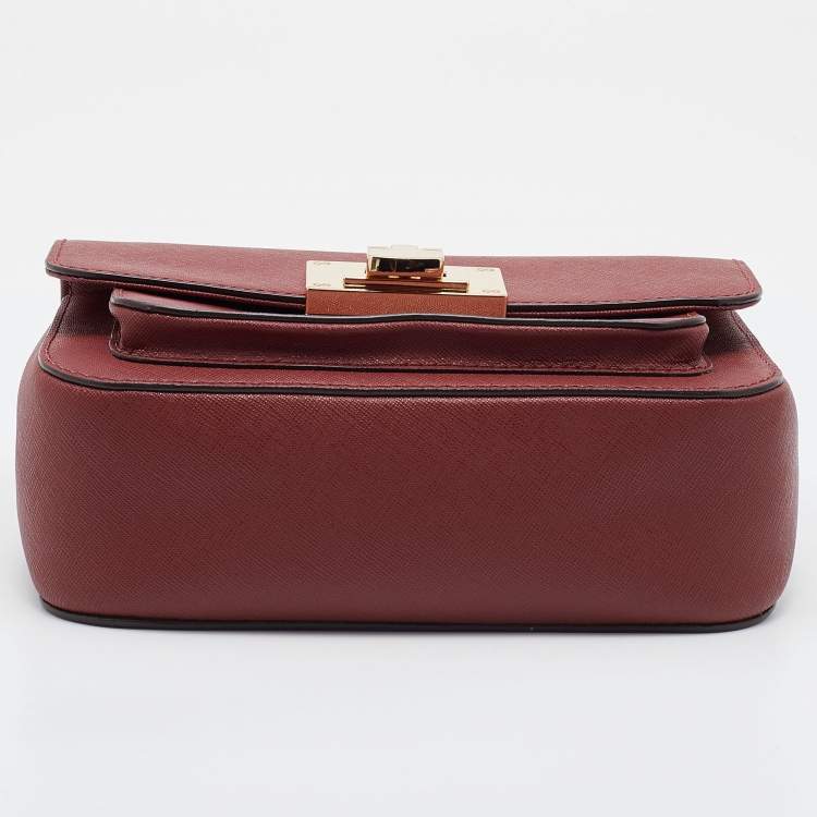 Pre Owned MICHAEL Michael Kors Brick Leather Small Tina Shoulder Bag