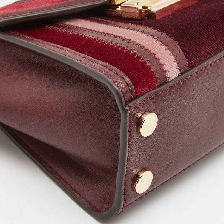 Pre Owned Michael Kors Tri Color Leather and Velvet Mini Whitney Top Handle Bag