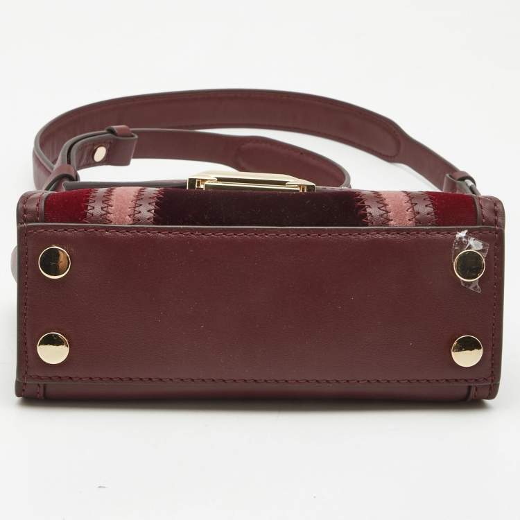 Pre Owned Michael Kors Tri Color Leather and Velvet Mini Whitney Top Handle Bag