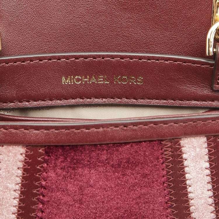 Pre Owned Michael Kors Tri Color Leather and Velvet Mini Whitney Top Handle Bag