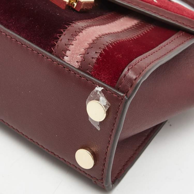 Pre Owned Michael Kors Tri Color Leather and Velvet Mini Whitney Top Handle Bag