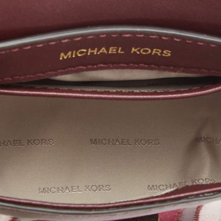 Pre Owned Michael Kors Tri Color Leather and Velvet Mini Whitney Top Handle Bag