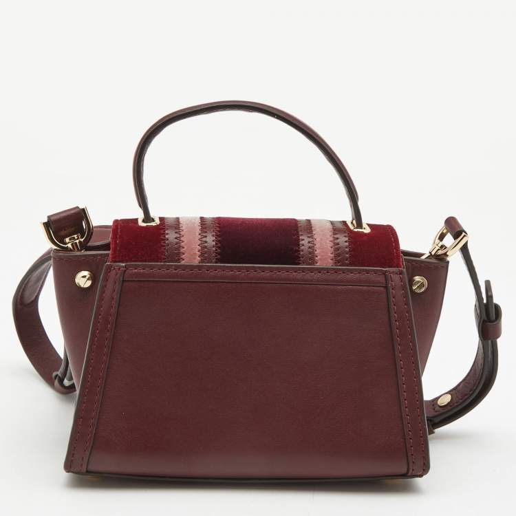Pre Owned Michael Kors Tri Color Leather and Velvet Mini Whitney Top Handle Bag