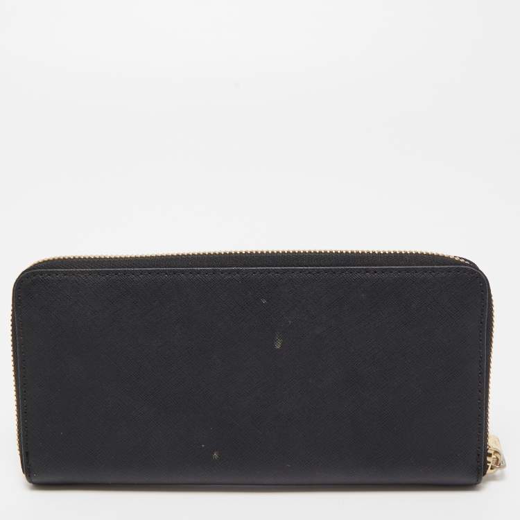 Pre Owned Michael Kors Black Leather Bedford Zip Around Wallet