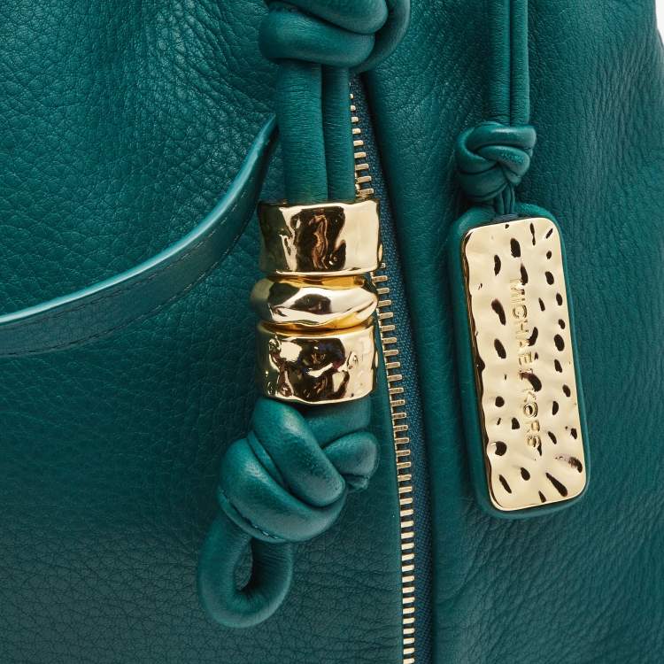 Pre Owned Michael Kors Green Leather Roslyn Hobo
