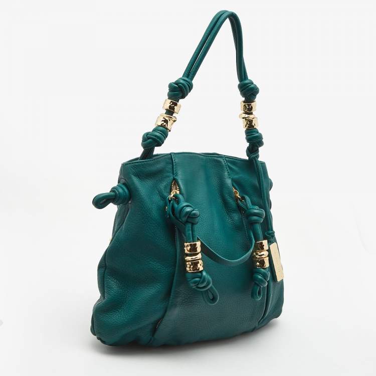 Pre Owned Michael Kors Green Leather Roslyn Hobo