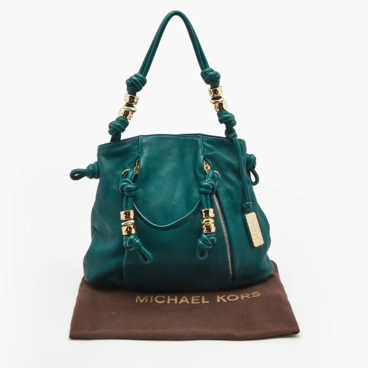 Pre Owned Michael Kors Green Leather Roslyn Hobo