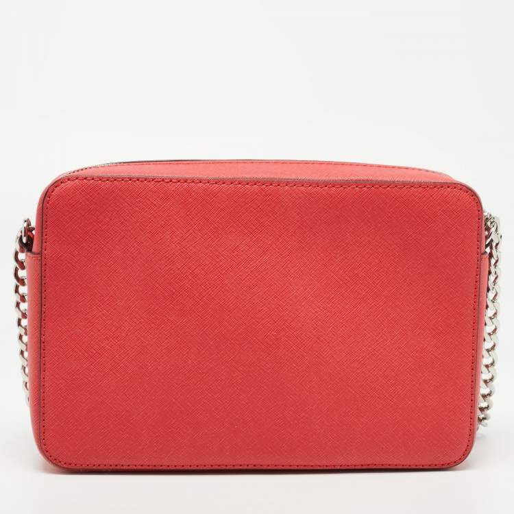 Pre Owned Michael Kors Multicolor Saffiano Leather Jet Set Camera Crossbody Bag