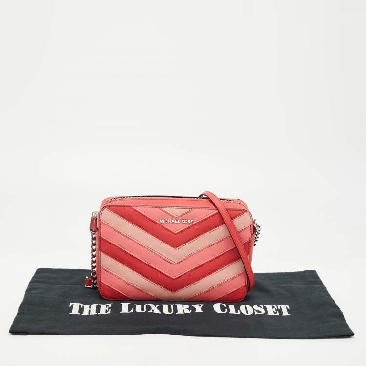 Pre Owned Michael Kors Multicolor Saffiano Leather Jet Set Camera Crossbody Bag