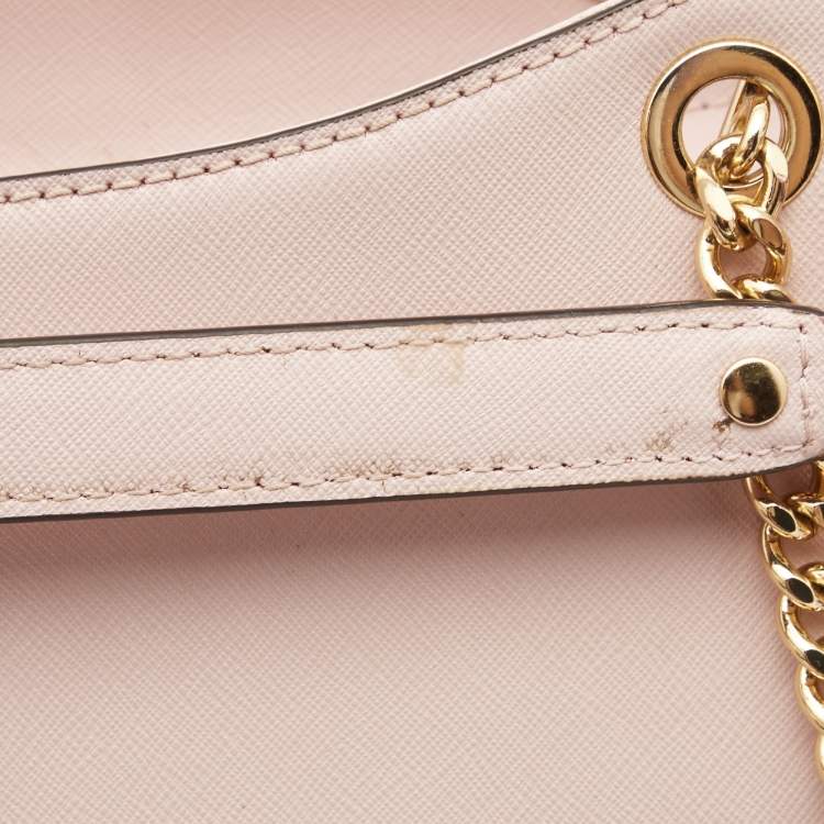 Pre Owned Michael Kors Powder Pink Leather Jet Set Travel Chain Tote