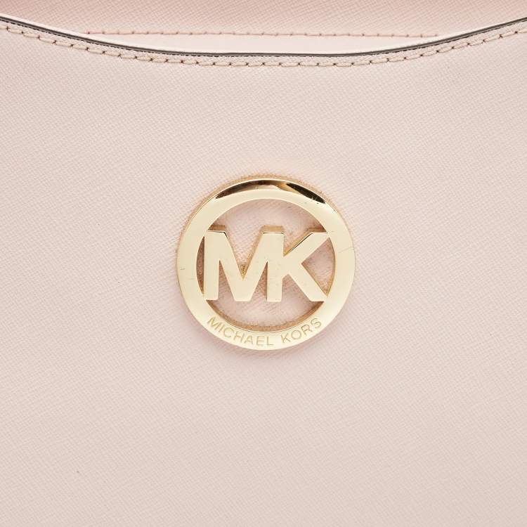 Pre Owned Michael Kors Powder Pink Leather Jet Set Travel Chain Tote