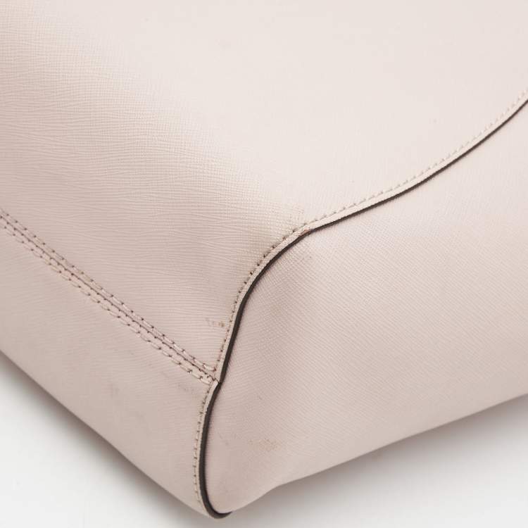 Pre Owned Michael Kors Powder Pink Leather Jet Set Travel Chain Tote