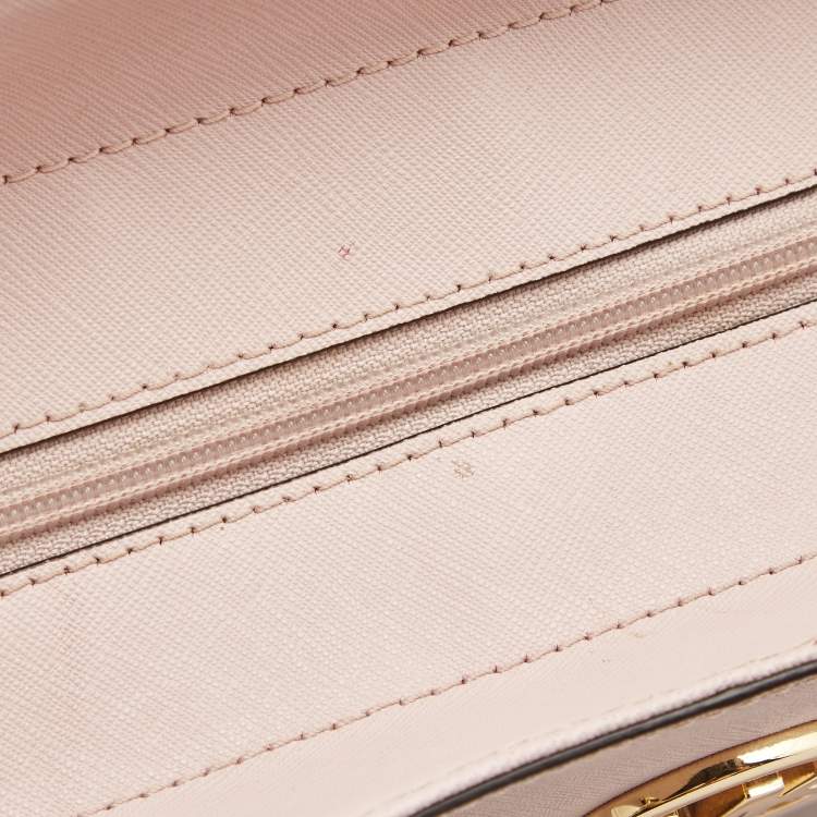 Pre Owned Michael Kors Powder Pink Leather Jet Set Travel Chain Tote