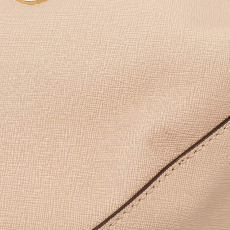 Pre Owned Michael Kors Beige Leather Small Ava Top Handle Bag
