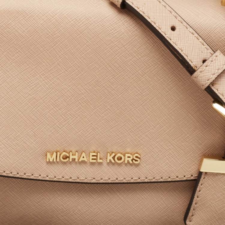 Pre Owned Michael Kors Beige Leather Small Ava Top Handle Bag
