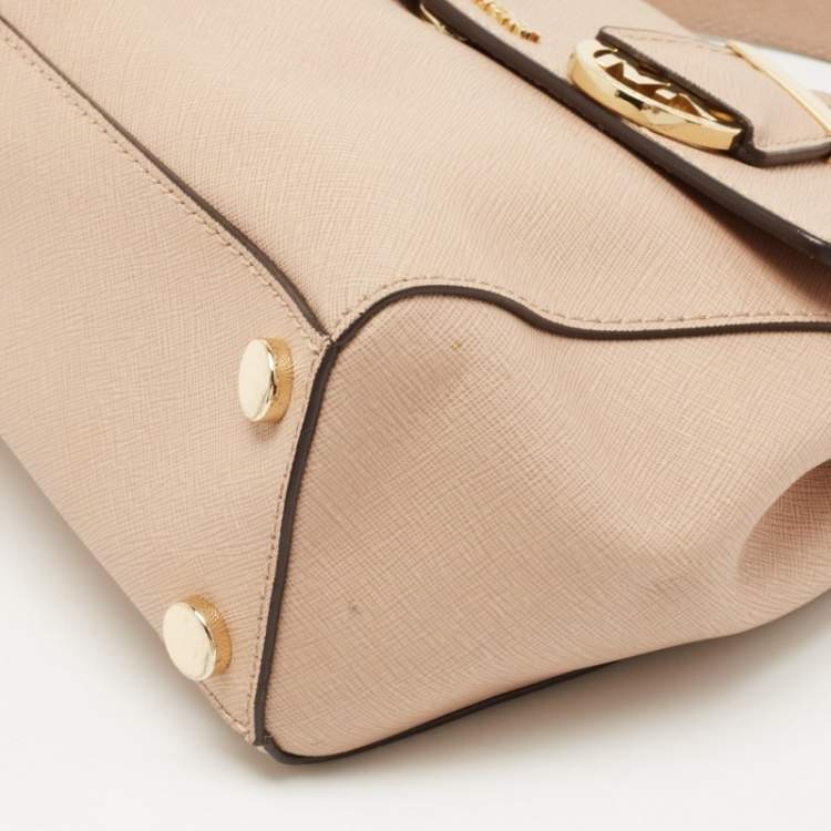 Pre Owned Michael Kors Beige Leather Small Ava Top Handle Bag