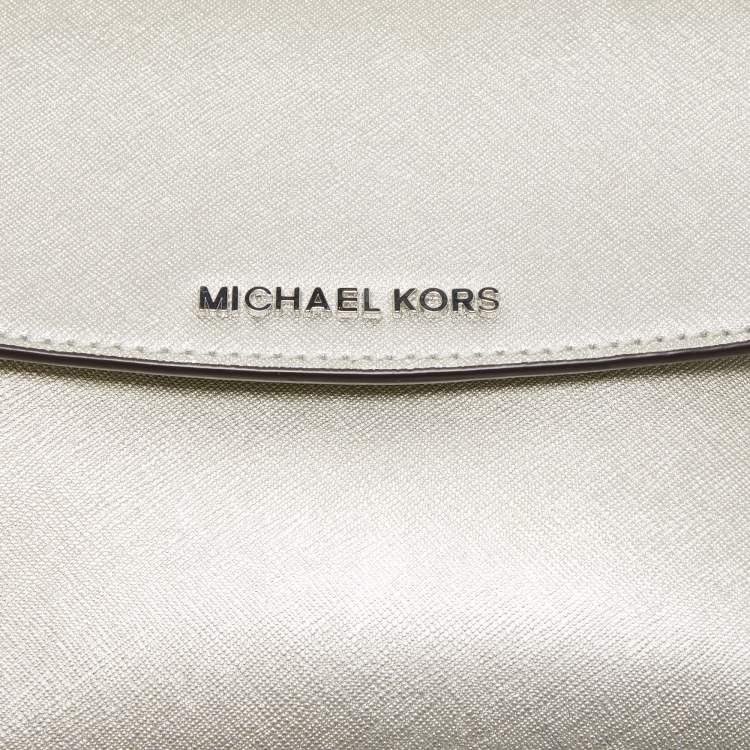 Pre Owned Michael Kors Silver Leather Small Ava Top Handle Bag