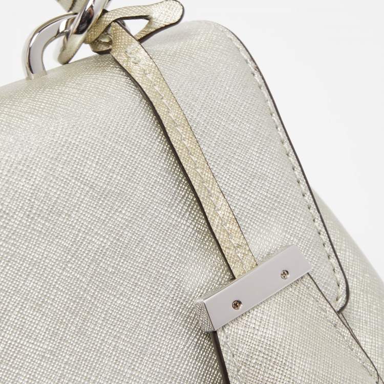 Pre Owned Michael Kors Silver Leather Small Ava Top Handle Bag