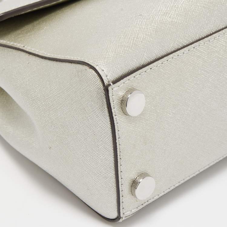 Pre Owned Michael Kors Silver Leather Small Ava Top Handle Bag